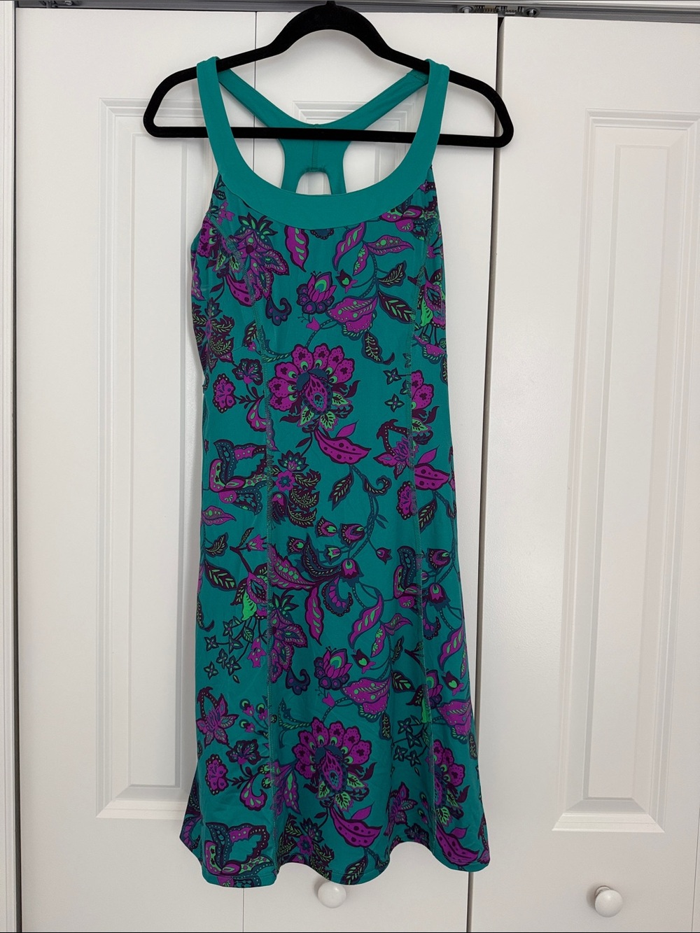 The North Face Teal Midi Dress with Purple Floral Print
